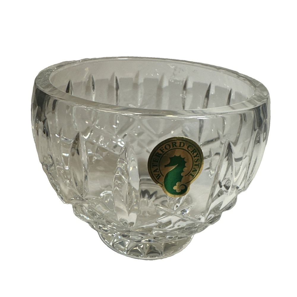 Waterford Araglin Lead Crystal Cut Foot Open Sugar Or Small Rose Bowl Vase 3.25"